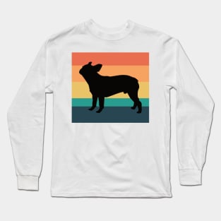 French Bulldog Silhouette Vintage Sunset Long Sleeve T-Shirt